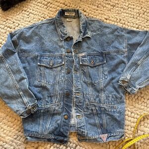 Vintage Guess Acid Washed 80's Jean Jacket SZ M Fits Like Large